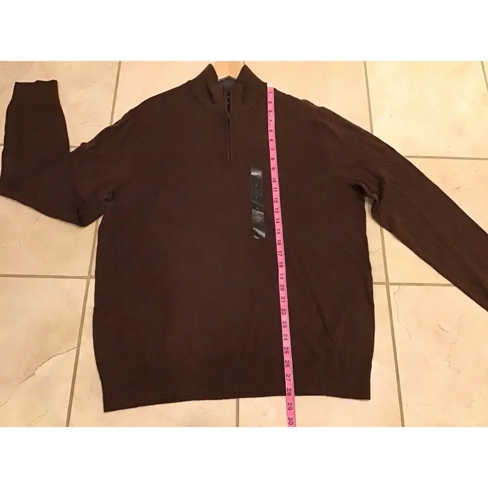 Banana Republic NWT Premium 1/4 Zip Sweater Men XL Brown Cotton Silk Cashmere Bl